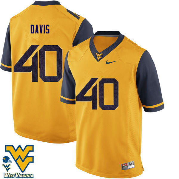 NCAA Men's Fontez Davis West Virginia Mountaineers Gold #40 Nike Stitched Football College Authentic Jersey RW23X48WU